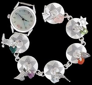 Sterling Silver Wedding Basket Charm Link Watch, #1683