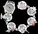 Southwestern Wedding Basket Link Watch with Gemstones of Peridot and Turquoise and Horse, Star and Boot Charms in Sterling Silver, #1683