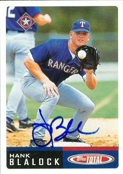 Hank Blalock Autographed/Hand Signed MLB Baseball Card (Texas Rangers) 2002 Topps Total #688