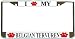 I Love My Belgian Tervuren Paw Prints Dog Chrome Metal License Plate Frame Holder