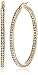 Amazon Collection Stainless Steel 18 Karat Gold Ion-Plated In and Out Simulated Diamonds Hoop Earrings