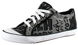 COACH Barrett Poppy Graffiti Womens Logo Canvas Fabric Patent Sneaker Shoes Black White
