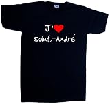 Fruit of the Loom - T-Shirt J'aime Saint-André - col en V - Noir