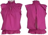 TRAMP Slit Back Shirred Blouse