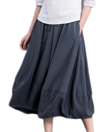 Notting hill 春秋 大人 レディース スカート ふんわり ロング丈 リネン カジュアル シンプル かわいい きれいめ 美人 ナチュラル スタイル ゆったり グレー サイズ M〜2XL SSK-0119