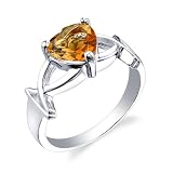 Sterling Silver 1.50 cts Heart Shape Citrine Ring Size 8