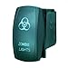 STVMotorsports Laser Backlit Green Rocker Switch Zombie 20A 12V On/Off LED Light