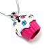 Cute Crystal Hot Pink Cupcake Charm Necklace