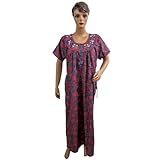 Womens Pink Blue Cotton Caftan Printed Bohemian Resort  Dress Kaftan