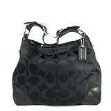 NEW AUTHENTIC COACH PEYTON SIGNATURE SATEEN HOBO SHOULDER BAG (Black/Silver)