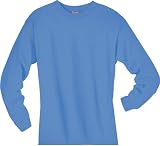 Hanes Preshrunk 100% Cotton 6.1oz. Beefy-T - Long Sleeve T-Shirt, M-Carolina Blue