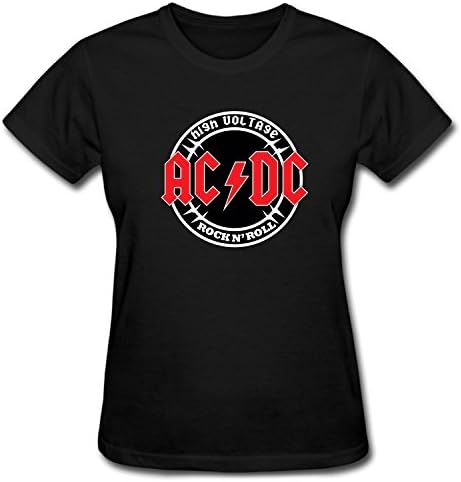 TCOO Women's ACDC High Voltage Rock N Roll Cotton T-shirt black M