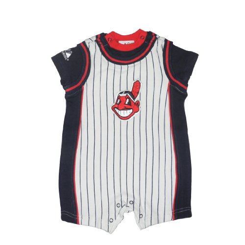 MLB Cleveland Indians Baby / Infant One-Piece Bodysuit / Romper / Onesie - White & Blue (Size: 6-9)