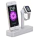 Apple Watch Stand, Teslasz 2 in 1 Premium Aluminum Charging Dock Station Stand Holder for Apple iWatch & iPhone(iPhone 5/ 5S/ 6/ 6 Plus, iWatch BASIC / SPORT / EDITION Model)-Silver