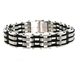 Stainless Steel and Black Link Bracelet Men's 8.75" by Bucasi