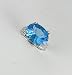 Blue Topaz Ring 10k Blue Topaz Millenium Cut and 0.84k G.V.V.S. Diamonds on14k White Gold Ring Made in Italy