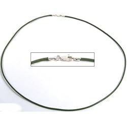 Leather Cord Necklace Green 18"