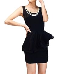 Cotton/Organza Sleeveless  Club Dress/Mini Dress  With Pearls