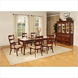 7 Piece Rectangular Dining Table Set with Leaf in Cherry