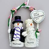 Bride and Groom First Christmas Snow Couple Personalized Ornament
