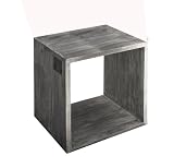 Ambientehome 68319 Strandgut07 Würfelregal Cube recyceltes Teak grau finish ca. 60 x 60 x 50 cm