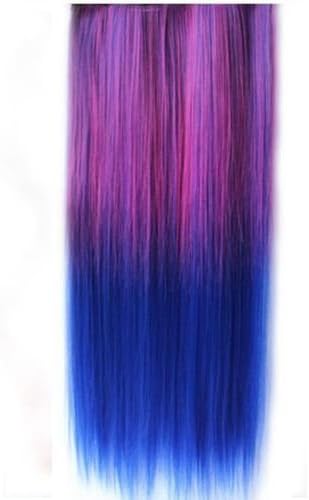 Best Selling ! 15 Colorsjapan High Temperature Heat Resistant Synthetic Straight Multi Color Extension Hair Wig Woman's 65cm 25inch 105g Good Quality Human Made Hair (rose-blue)