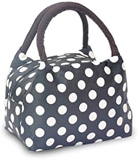 YiKaiSu Waterproof Picnic Bag Tote Carry Grocery Bags Lunch Bag - Polka Dot Black&White