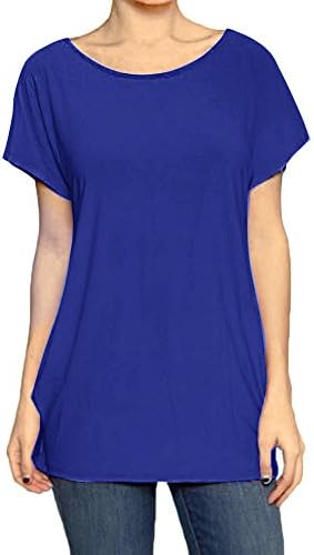 Plus Size Ruched Side Scoop-Neck Short Sleeve Casual Top 3XL Royal Blue