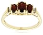 10k Yellow Gold January Birthstone 3-Stone Garnet with Diamond-Accent Ring, Size 7