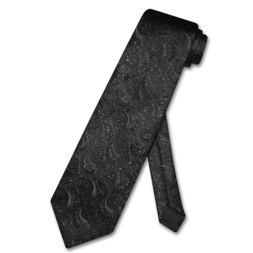 Solid Black Paisly Embroidered Neck Tie Man's NeckTie