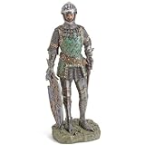  : Medieval Knight in Suit of Chain and Plate Mail Armor with Sword and Shield - Hand Painted Full Color Statue - Very Detailed