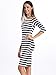 Choies Women's Monochrome Stripe Off Shoulder Half Sleeve Pencil Dress