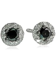 10k White Gold 1/4 cttw Black and White Diamond Stud Earrings