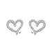 .925 Sterling Silver Rhodium Plated Heart CZ Stud Earrings with Screw-back for Children