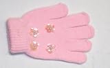 One Size Pink Magic Gloves Trimmed Sequin Pearl Stars for Newborns and Toddlers