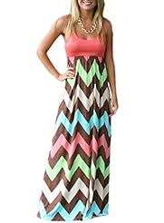 Sexy Linen Summer Sleeveless Striped Print Cocktail Full Length Party Dress 