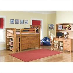 BoltonFurniture9851Y00LS8015/9851Y00LS8020SetBenningtonLowLoftBedinHoneywithWakefieldAccessories