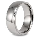 Millgrain Edge Domed High Polished Titanium Ring (9mm) - Sizes 8 - 11