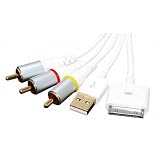 Composite AV Video Cable + USB Sync Cable for Apple iPhone 4G, iPad, iPad 2 (works with all firmware versions)
