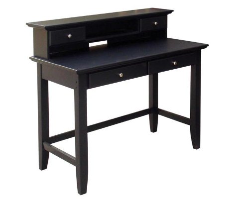 Kitchen: Black Student Desk with Hutch