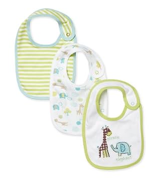 Unisex Giraffe and Elephant Bibs - 3 pack