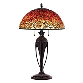 Quoizel Pomez Agate Stone Tiffany 3 Light Table Lamp by Quoizel