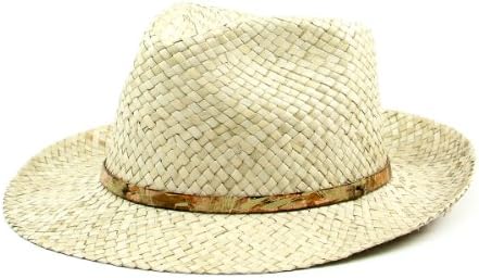 Raffaello Bettini Men's Large Brim Straw Fedora Hat in Natural Size Medium