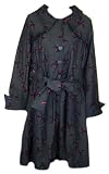 Ruby Rocks Frill Coat Grey And Red Button Up Bird Print Coat With Belt