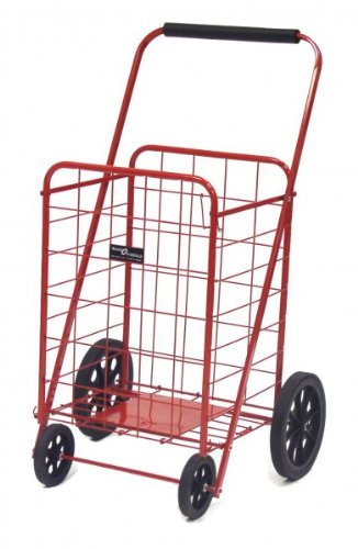 Super Shopping Cart - Folding Grocery Cart - Red (Red Cart) (41.75