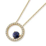 Search : 14K Yellow Gold Diamond and Sapphire Circle Pendant