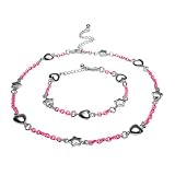 Hugs and Kiss Beaded Necklace and Bracelet Set - Multicolored