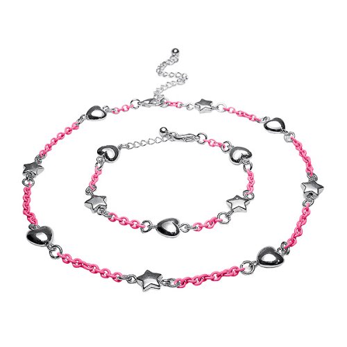 Childrens Toyshop  Jewelry : Hugs and Kiss Beaded Necklace and Bracelet Set - Multicolored