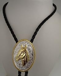 Sterling Silver/gold Plated Horse Head Bolo Tie