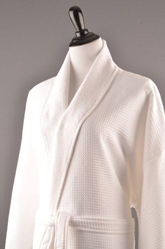 Dadya Home Textile, Hotel Spa Gym Collection, 100 Turkish Cotton, Waffle Terry Bathrobe, L / X Large, White